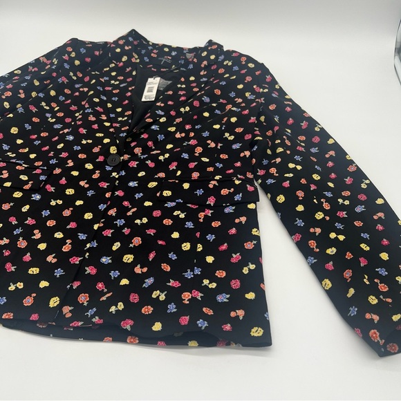 Tahari ASL Floral Toss Black Blazer Jacket – Size L – NWT Colorful Print - Picture 4 of 13